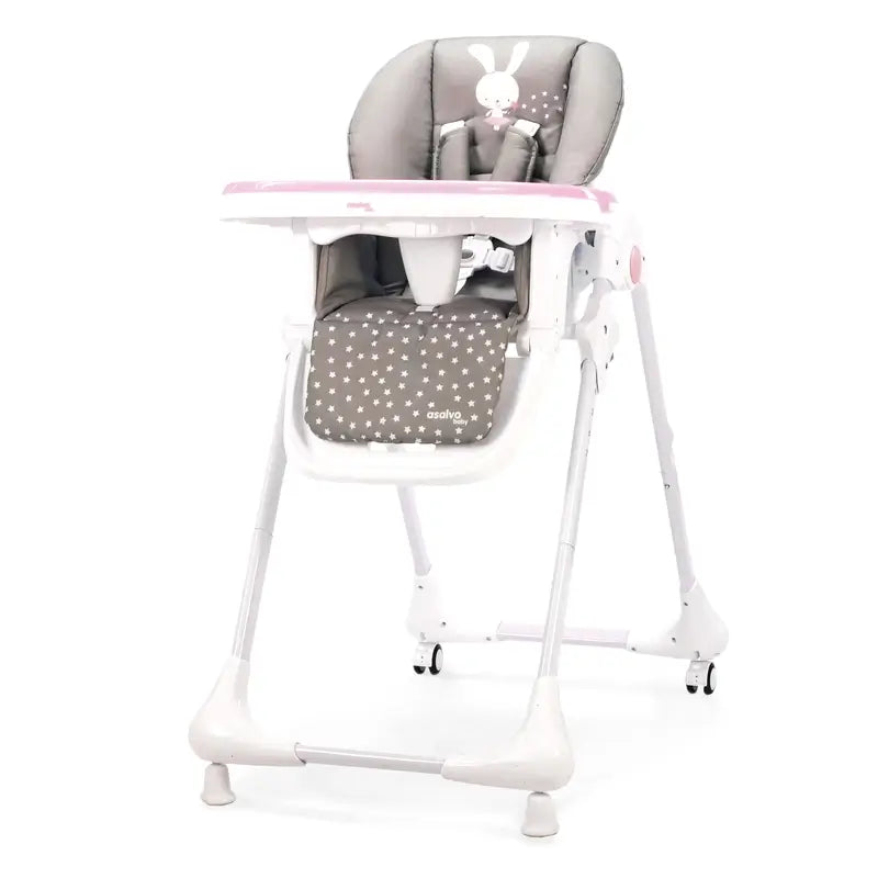 Chaise haute à roulettes Asalvo Pink Bunny