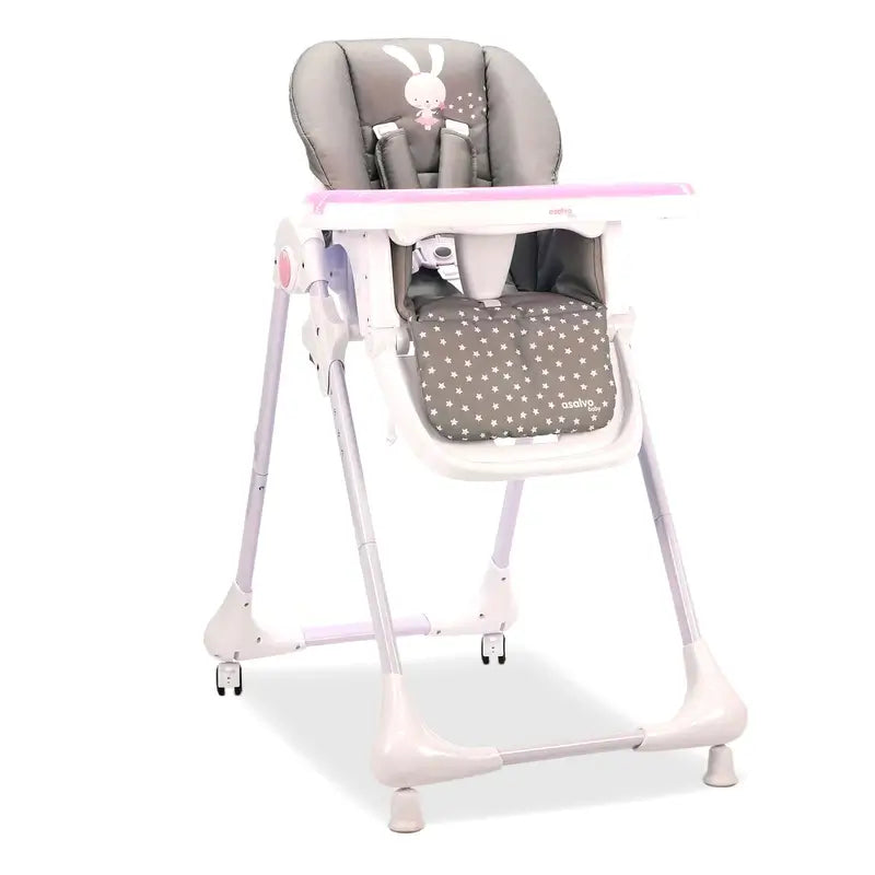 Chaise haute à roulettes Asalvo Pink Bunny