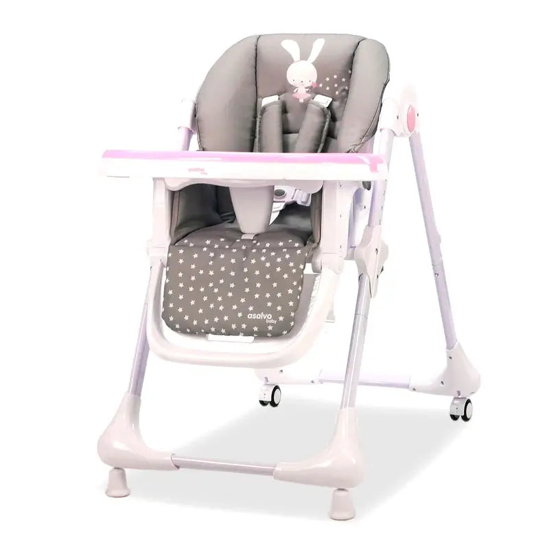 Chaise haute à roulettes Asalvo Pink Bunny