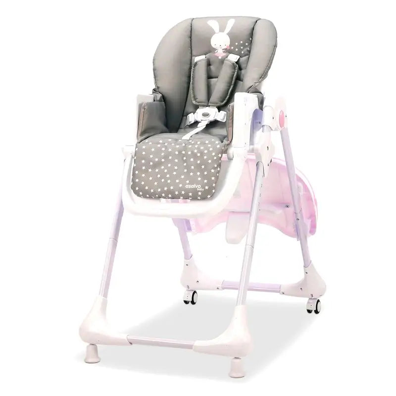 Chaise haute à roulettes Asalvo Pink Bunny