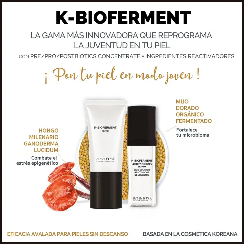 Coffret cadeau Atashi Ritual K-Bioferment Serum + Revitalising Anti-Ageing Cream + Jade Roller
