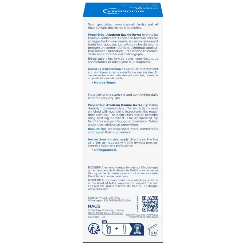 BIODERMA Atoderm Baume à lèvres 15 ml