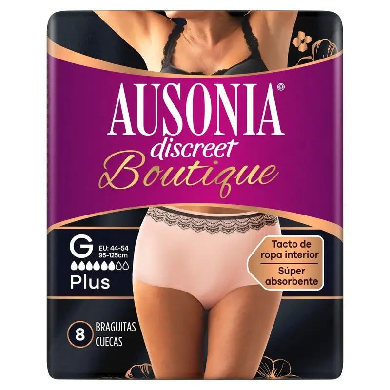 Ausonia Discreet Boutique Culotte d'Incontinence Beige Taille Plus G, 8 Culotte