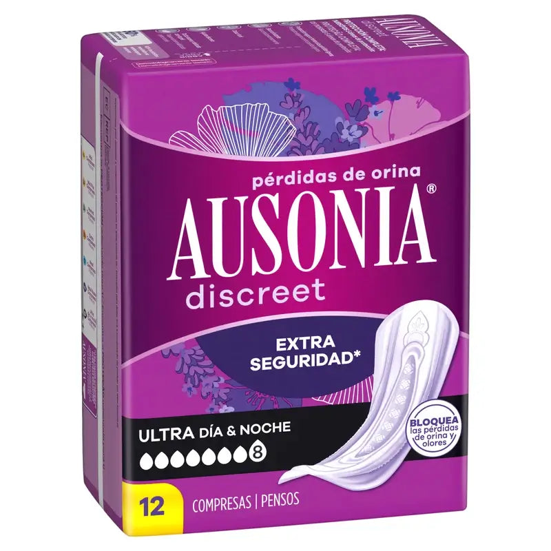 Ausonia Discreet Day & Night Ultra Urine Loss Pads, 12 unités
