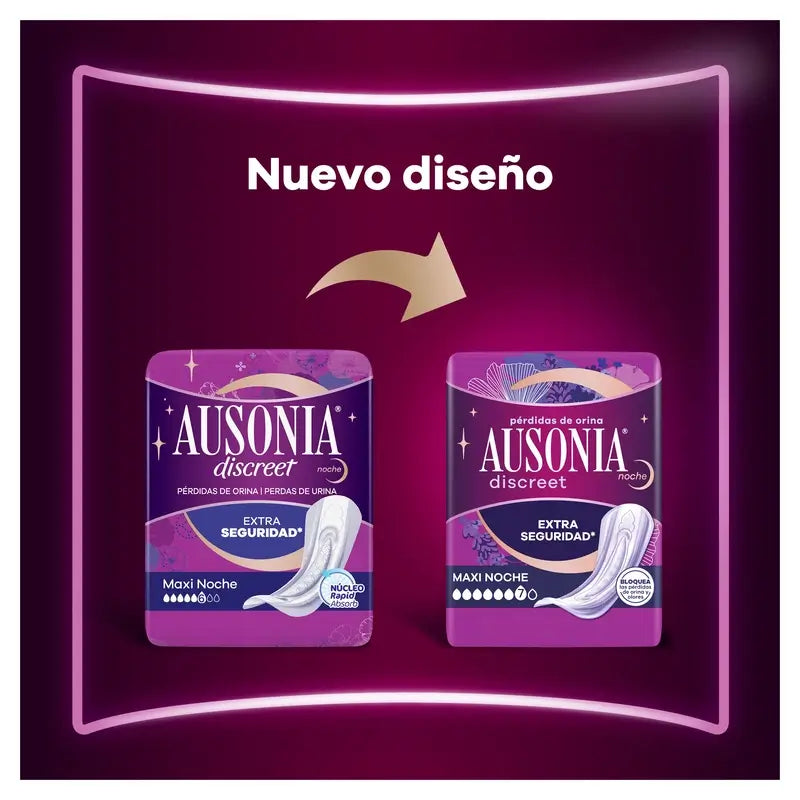 Ausonia Discreet Maxi Nighttime Urine Loss Pads, 12 unités