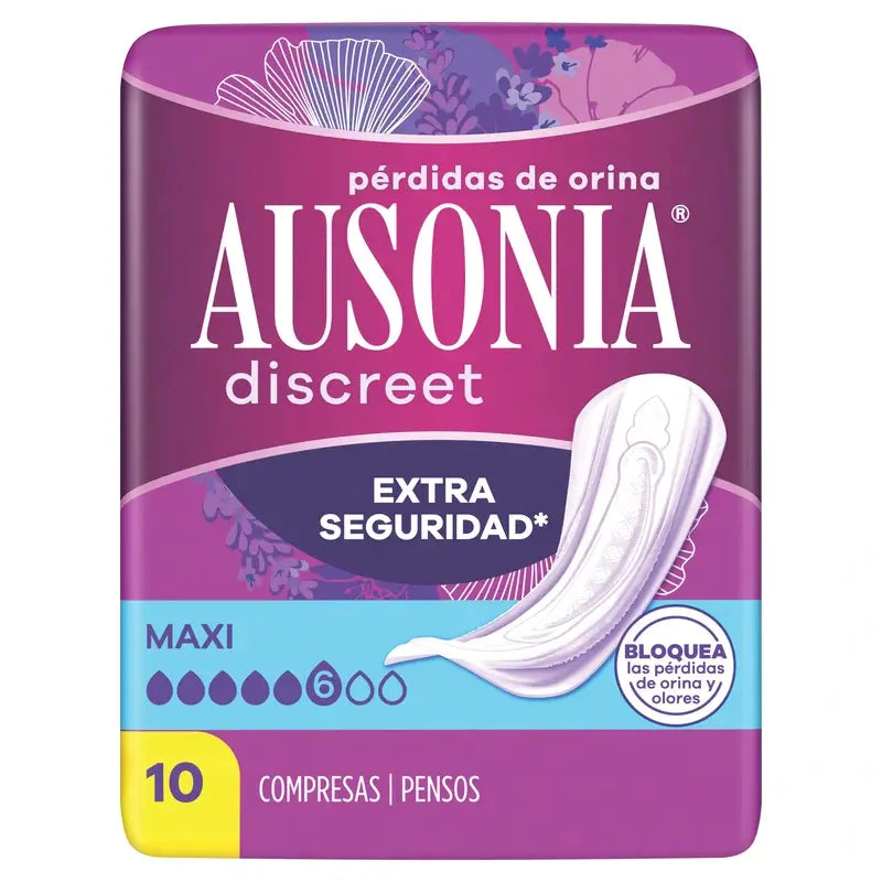 Ausonia Discreet Maxi Pads pour les fuites urinaires, 10 unités