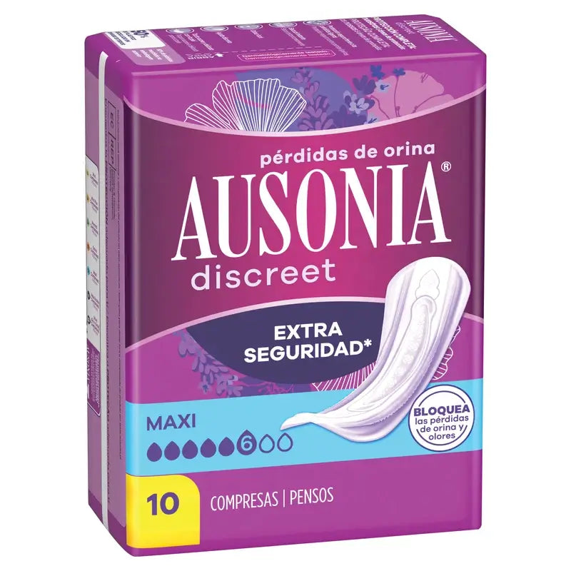 Ausonia Discreet Maxi Pads pour les fuites urinaires, 10 unités