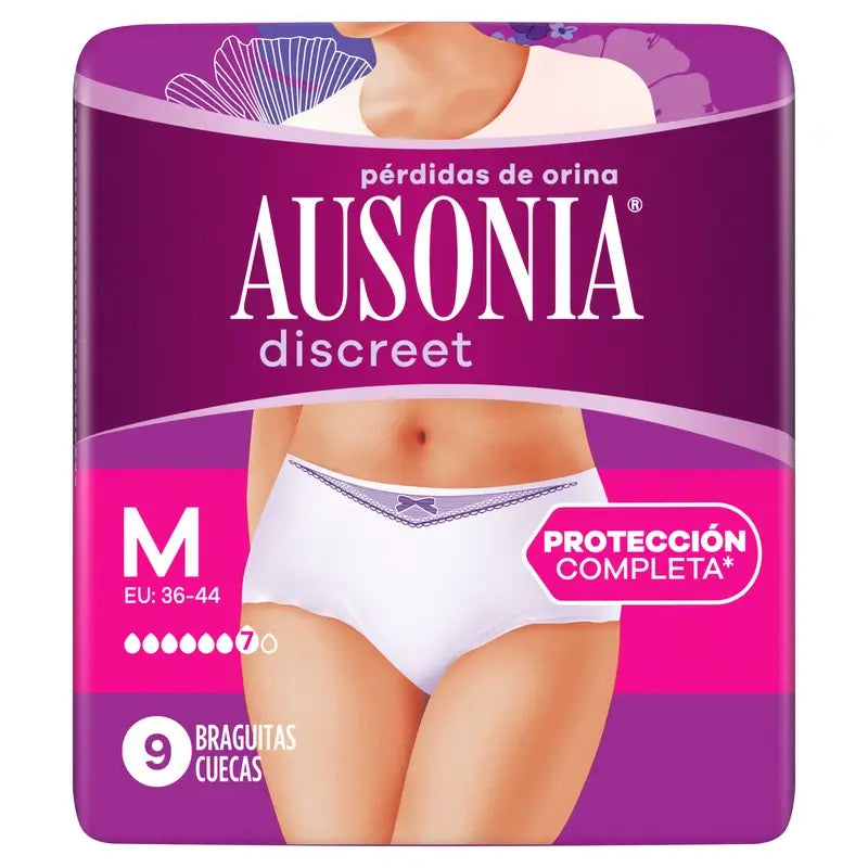 Ausonia Discreet Incontinence Briefs Plus Size M, 9 Briefs