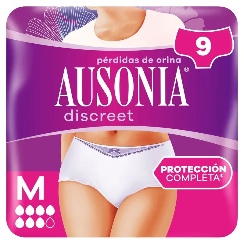 Ausonia Discreet Incontinence Briefs Plus Size M, 9 Briefs