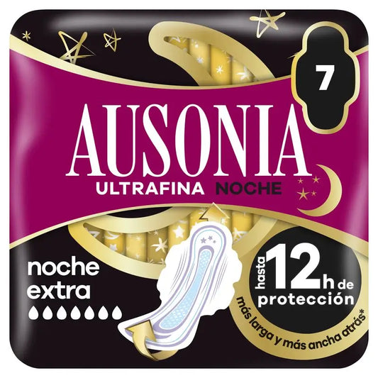 Ausonia Ultrafina Menstrual Night Extra Pads With Wings, 7 Units