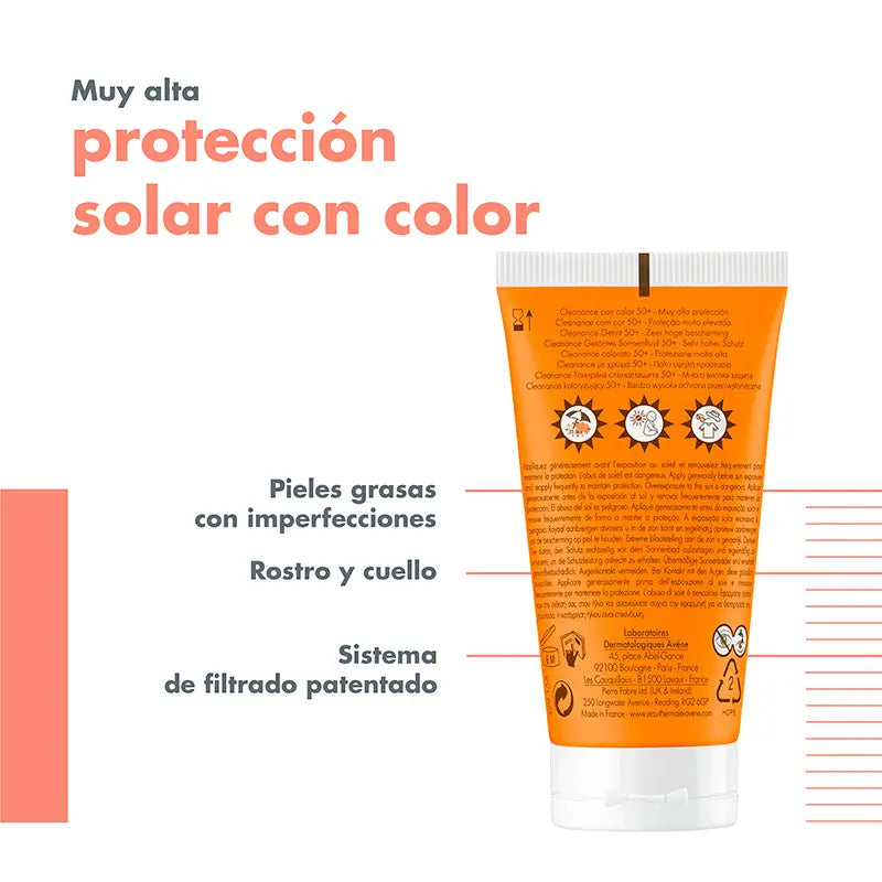 Avène Cleanance SPF 50+ Protecteur Visage avec Couleur 50 ml