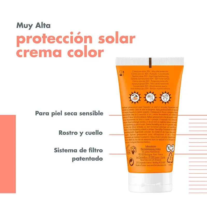 Avène Sensitive Skin Sunscreen SPF 50+ Colour 50 ml