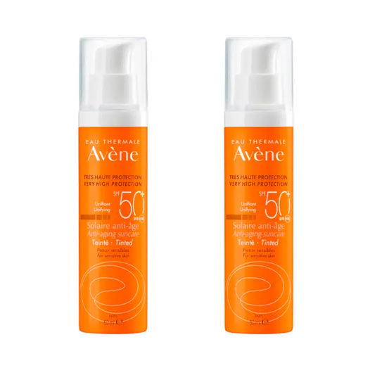 Avène Duplo Crème solaire anti-âge Spf 50+ Couleur Visage, 2X50 Ml
