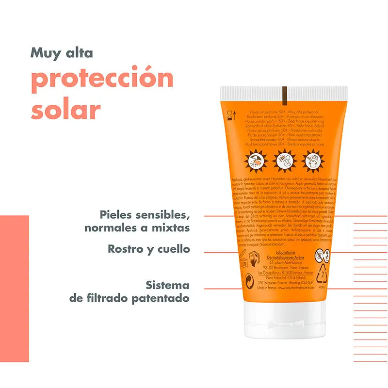 Avène Fluide solaire non parfumé SPF 50+, 50 ml
