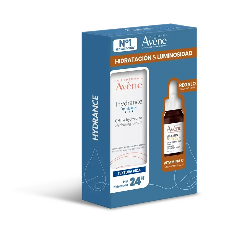 Avène Pack Crème Hydratante Riche en Hydrance + cadeau Sérum Correcteur Eclaircissant Vitamine Activ Cg 10Ml