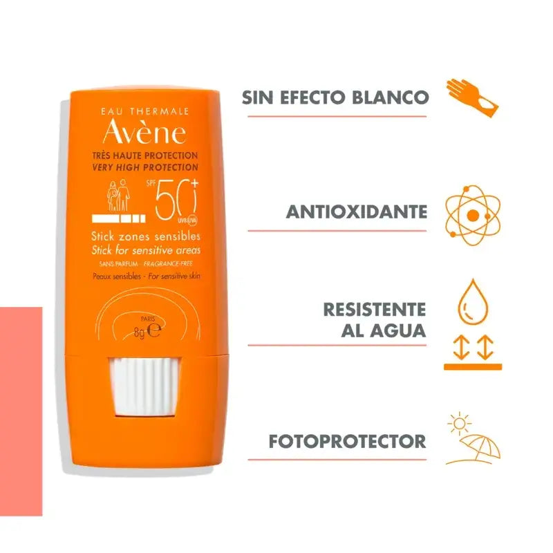 Avène Stick solaire SPF 50+ Zones sensibles 8 g