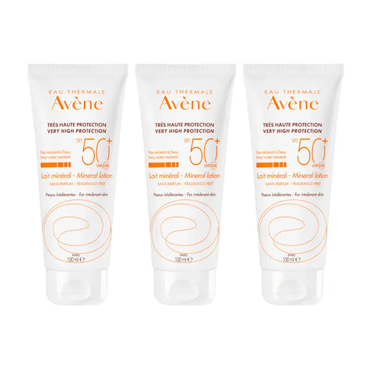 Avène Lait Minéral Solaire Peau Intolérante Spf 50+, 3 x 100 ml