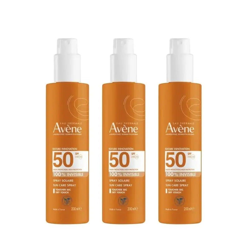 Avène Spray Solaire pour Peaux Sensibles Spf 50+, 3 x 200 ml