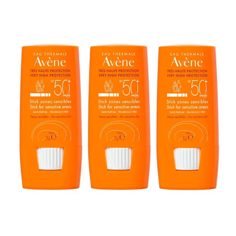 Avène Stick Solaire Spf 50+ Zones Sensibles, 3 x 8 g