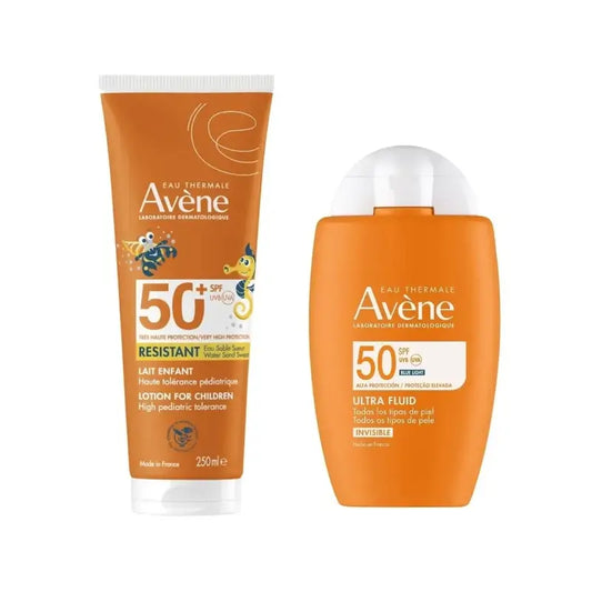 Avène Fluide Ultra Invisible Spf50 50 Ml + Lait Spf 50+ Enfants 250 Ml