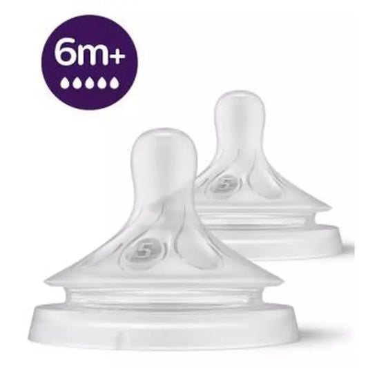 Avent 2 Teats Natural Response Teats T5 6M+ Scy965/02