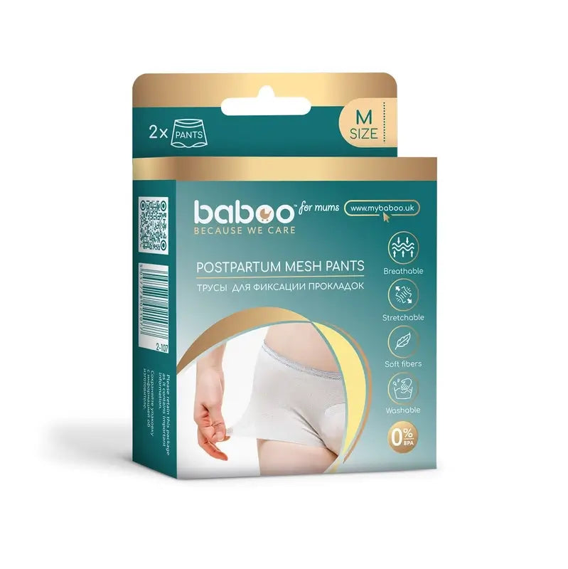 Baboo Collants jetables en maille pour le rétablissement post-partum Taille moyenne, 2 pièces