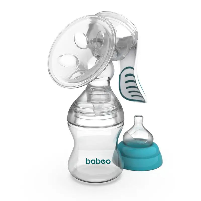Tire-lait manuel Baboo avec 4 niveaux d'aspiration transparent / turquoise