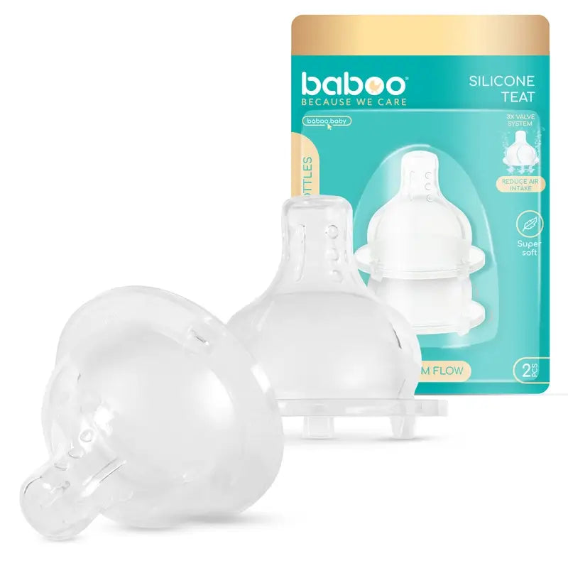 Baboo Wide Neck Anti-colic Teats Thick Liquids, 6+ Months , 2 units