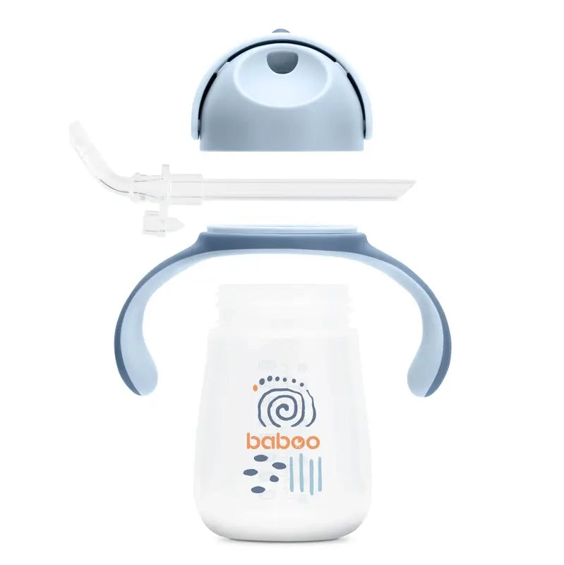 Tasse d'apprentissage Baboo Blue Haze en silicone avec paille 9+ mois, 260 ml