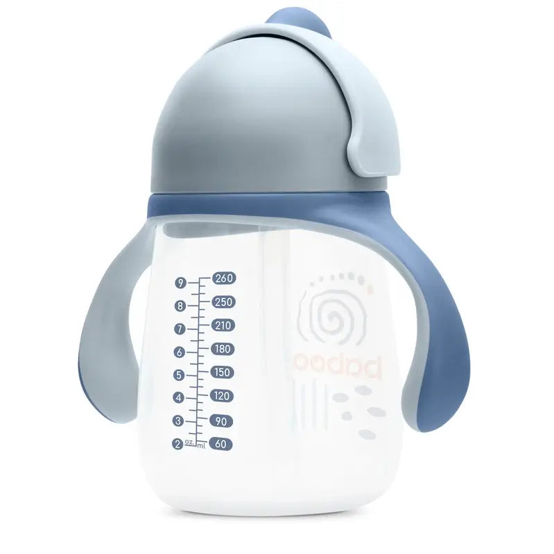 Tasse d'apprentissage Baboo Blue Haze en silicone avec paille 9+ mois, 260 ml