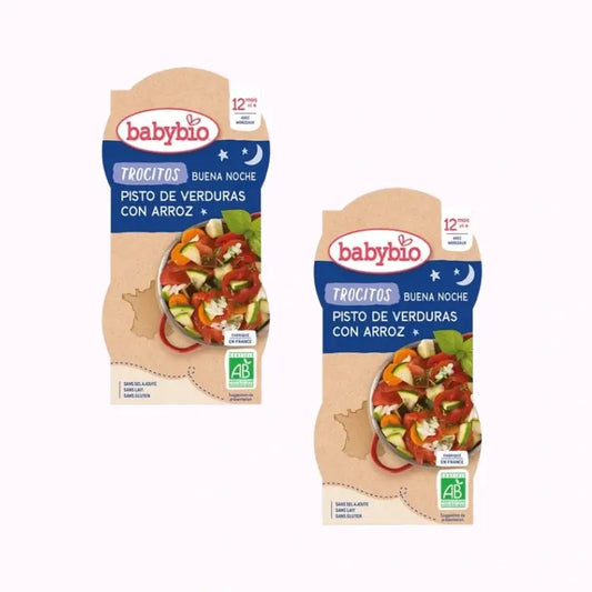 Babybio Good Night Morceaux de carotte, tomate et polenta, paquet de 2 x 2X200 g