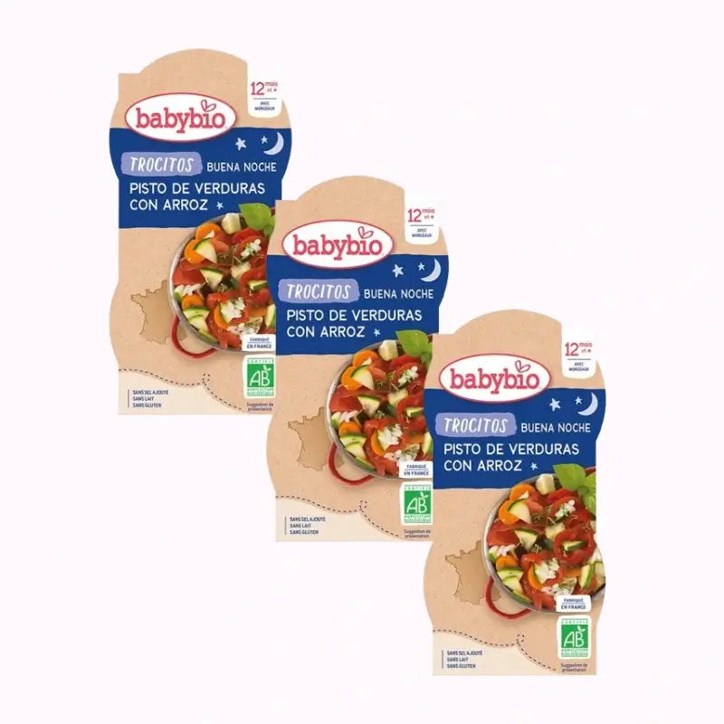 Babybio Good Night Carrot Tomato & Polenta Chunks, Pack 3 x 2X200 grammes