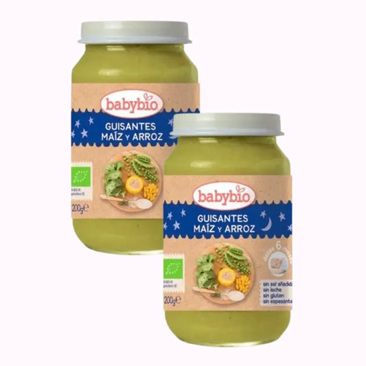 Babybio Good Night Pois-Maïs-Riz, paquet de 2 x 200 grammes