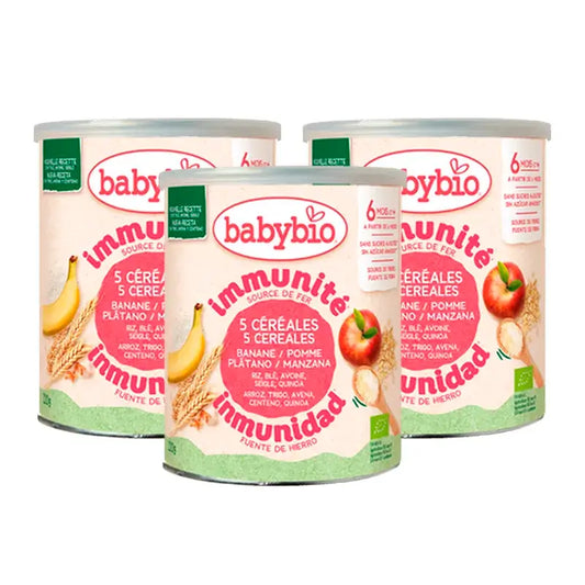 Babybio 5 Céréales avec fruits, paquet de 3 x 220 grammes