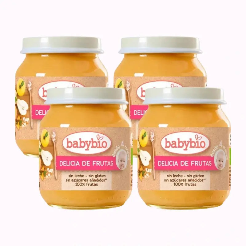 Babybio Fruit Delight, paquet de 4 x 130 grammes
