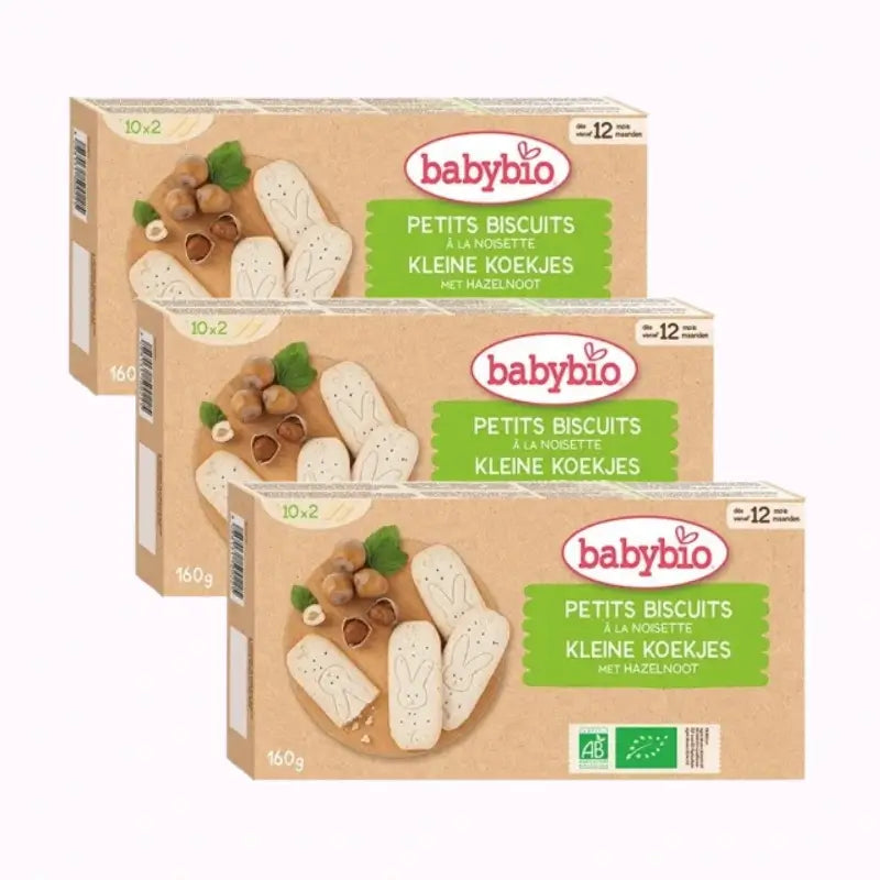 Babybio Biscuits de croissance aux noisettes, paquet de 3 x 160 g