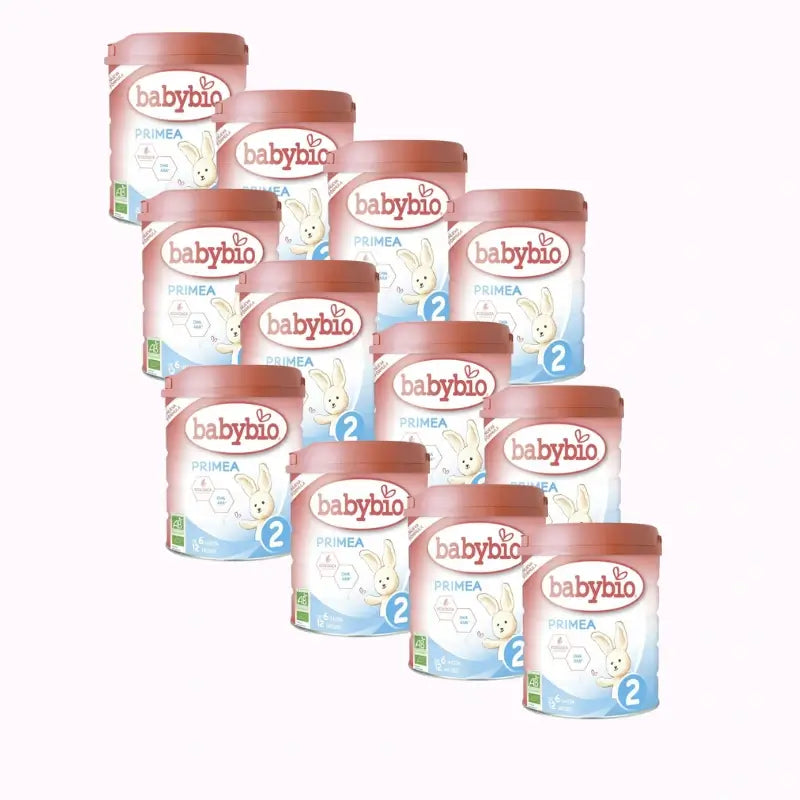 Babybio Primea 2 lait de vache de continuation 6-12 mois, paquet de 12 x 800g