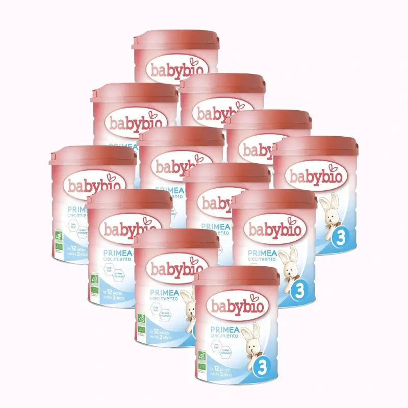 Babybio Primea 3 Lait de vache pour la croissance 12-36 mois, paquet de 12 x 800 grammes