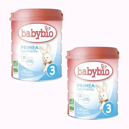 Babybio Primea 3 Lait de vache pour la croissance 12-36 mois, paquet de 2 x 800 grammes