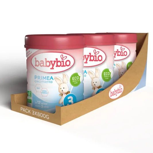 Babybio Primea 3 Croissance au lait de vache 12-36 mois, paquet de 3 x 800 grammes