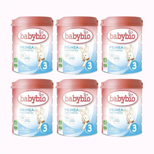 Babybio Primea 3 Lait de vache pour la croissance 12-36 mois, paquet de 6 x 800 grammes