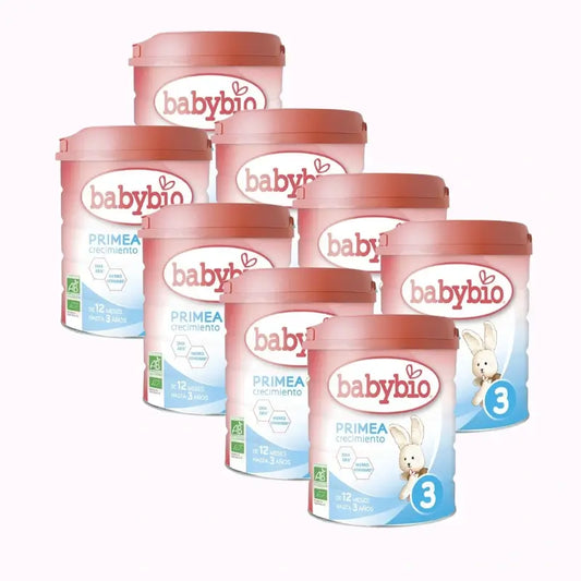 Babybio Primea 3 Croissance au lait de vache 12-36 mois, paquet de 8 x 800g