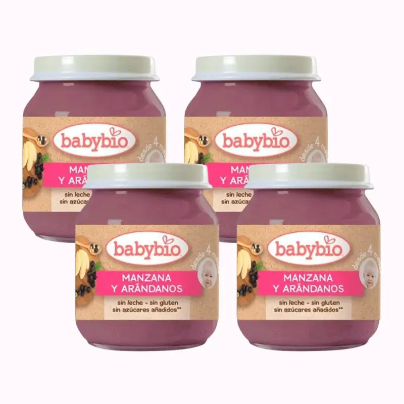 Babybio Apple Blueberries, Pack 4 x Blueberries, 130g