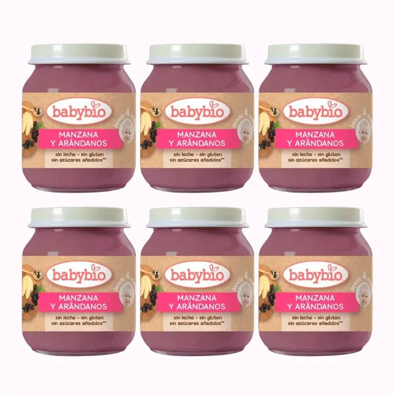 Babybio Pommes myrtilles, paquet de 6 myrtilles, 130g