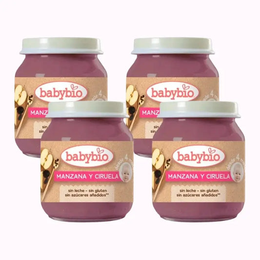 Babybio Pomme Prune, Pack 4 x Prune, 130g