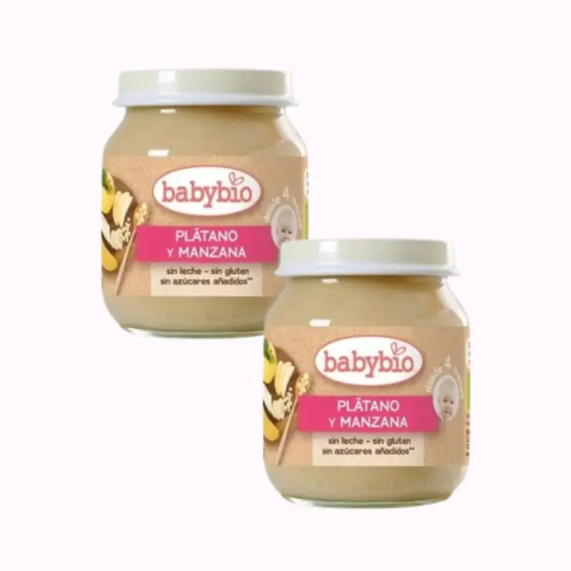 Babybio Pomme Banane, paquet de 2 x 130 g