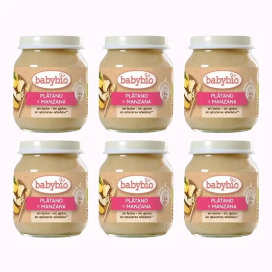 Babybio Pomme Banane, paquet de 6 x 130 g