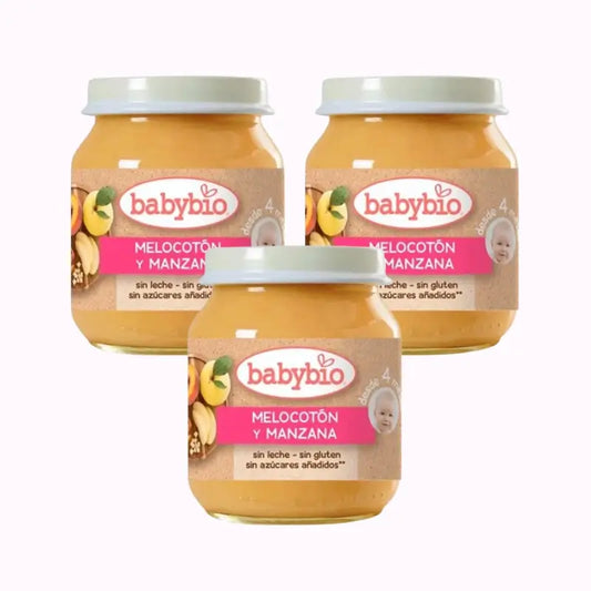 Babybio Pêche-Pomme, paquet de 3 x 130 g