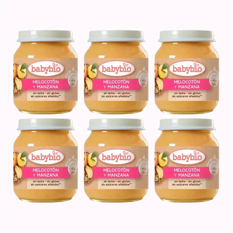 Babybio Peach-Apple, Pack 6 x 130 g