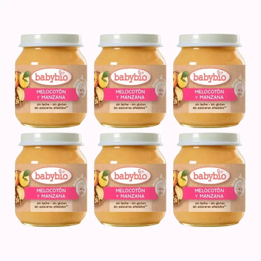 Babybio Pêche-Pomme, paquet de 6 x 130 g
